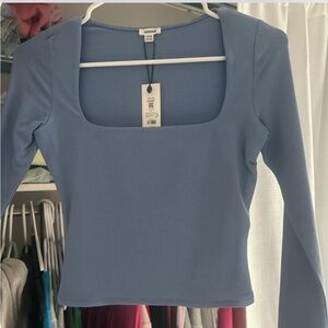 Garage Women's Blue Square Neck Crop Top